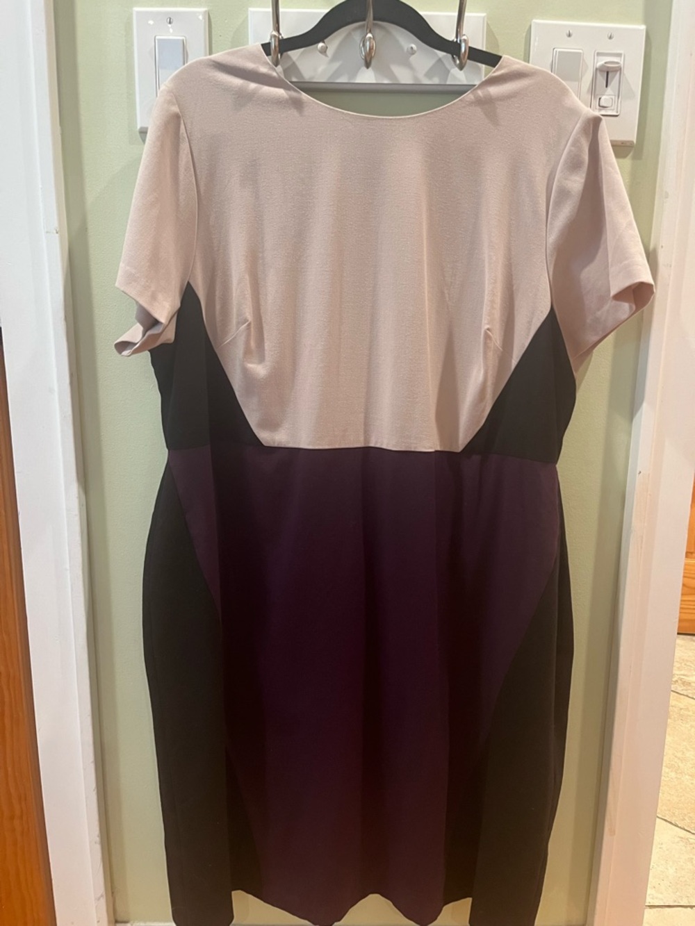 Vince Camuto Eggplant Cream and Black Colorblock Dress